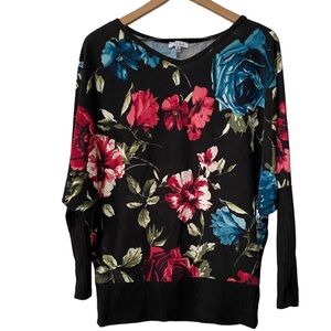 White Birch Floral Sweater Top Medium